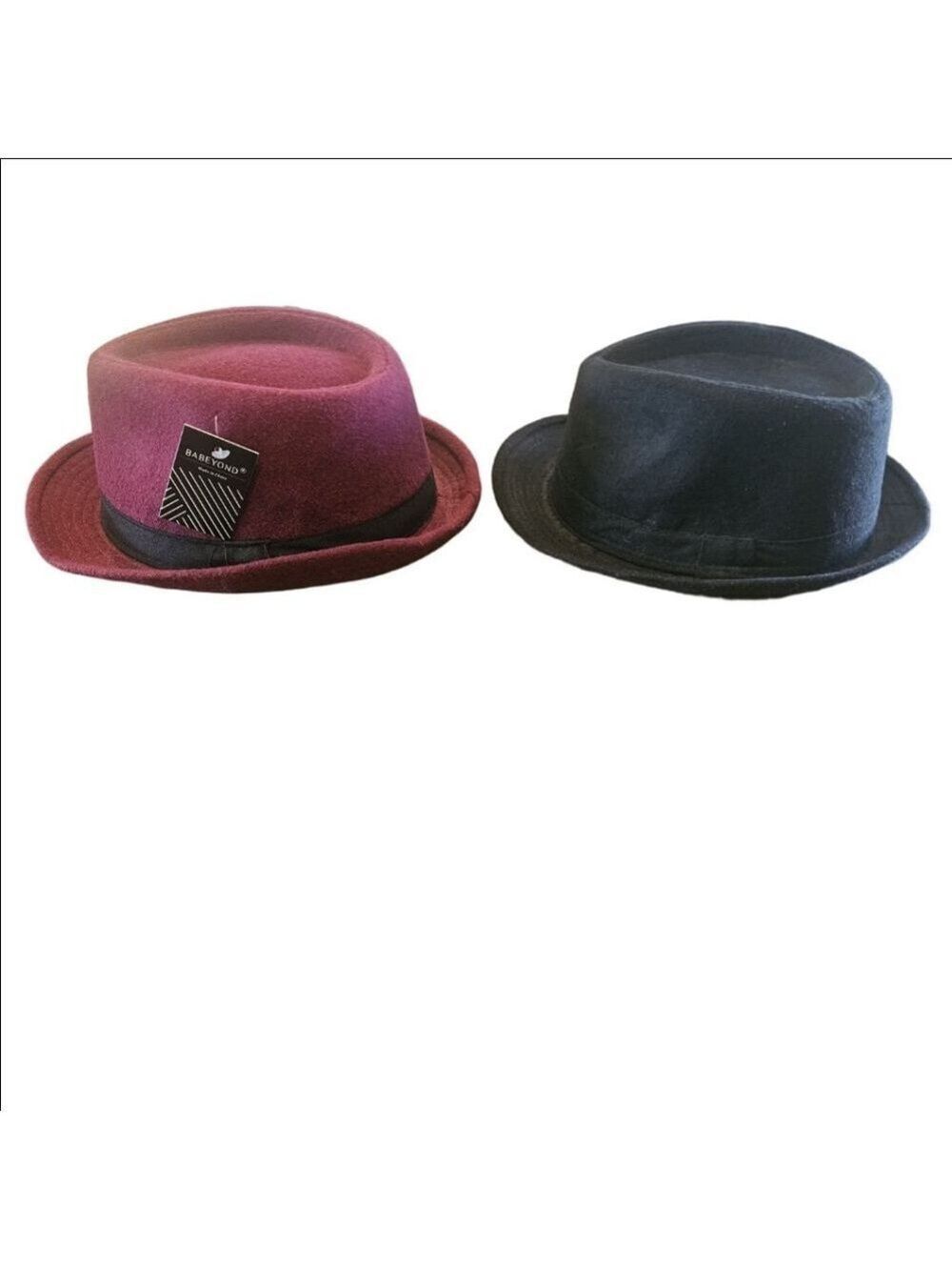 Men's BABEYOND Burgundy & Simplicity Black 1920s Panama Felt Fedora Hats OS